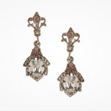 Short drop cabochon crystal earrings with rose and clear crystal (EA5586) - Liberty in Love