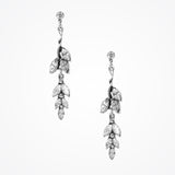 Long drop crystal dew drop and leaf splay earrings (EA5331) - Liberty in Love