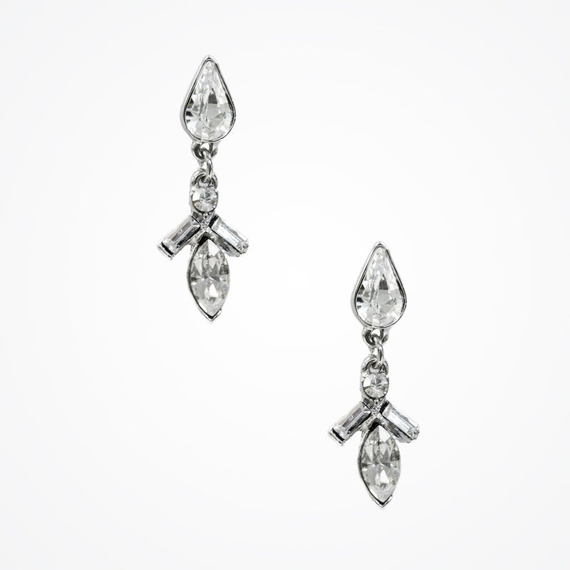 Short drop deco crystal bird in flight earrings (EA5450) - Liberty in Love