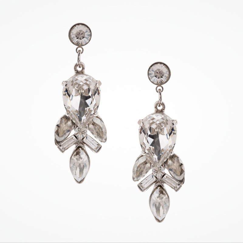Medium drop crystal leaf splay earrings (EA5454) - Liberty in Love