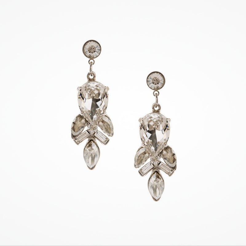 Medium drop crystal leaf splay earrings (EA5454) - Liberty in Love