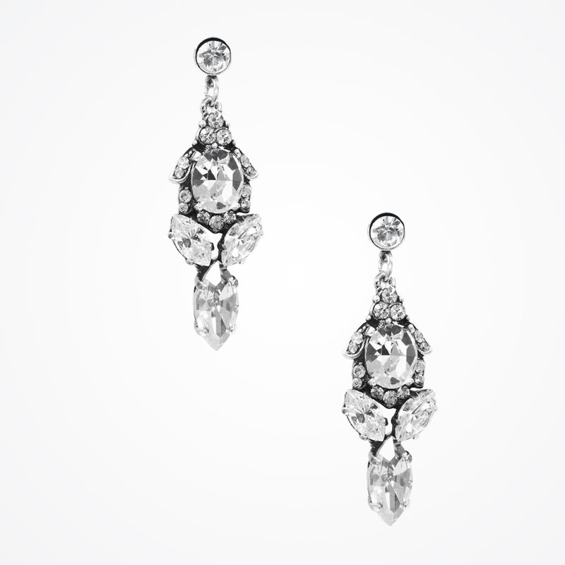 Medium drop crystal cluster and dew drop earrings (EA5465) - Liberty in Love