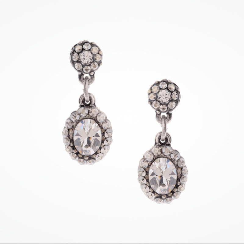 Short drop cabochon crystal bridal earrings (EA5575) - Liberty in Love