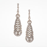 Gala deco long drop scroll splay bridal earrings (EA5593) - Liberty in Love