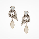 Opalised and white resin bird in flight short drop earrings (EA5633) - Liberty in Love