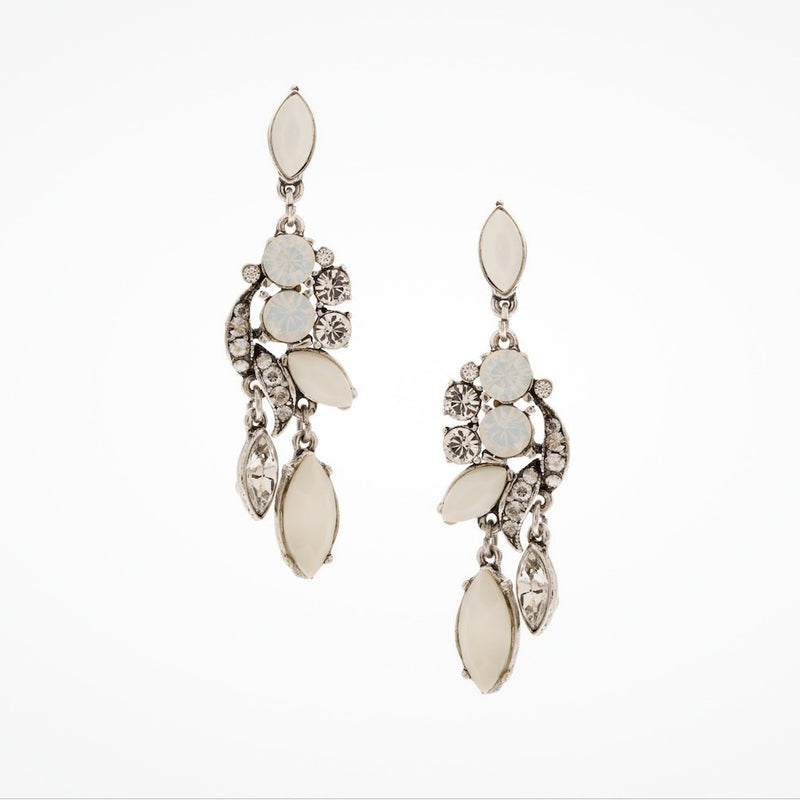 Opalised and white resin long drop clef scroll  earrings (EA5642) - Liberty in Love