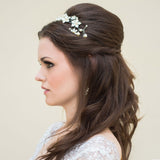 Earla hand-painted flower and pearl symmetrical hair vine - Liberty in Love