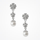 Lila crystal flower and pearl drop crystal earrings - Liberty in Love
