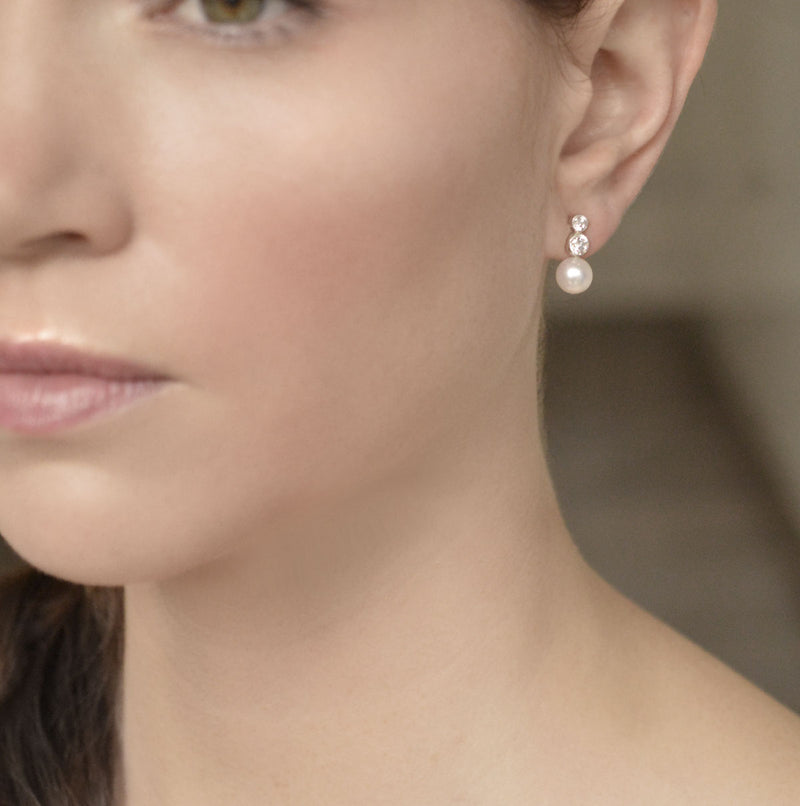 Eira CZ and pearl drop earrings - Liberty in Love