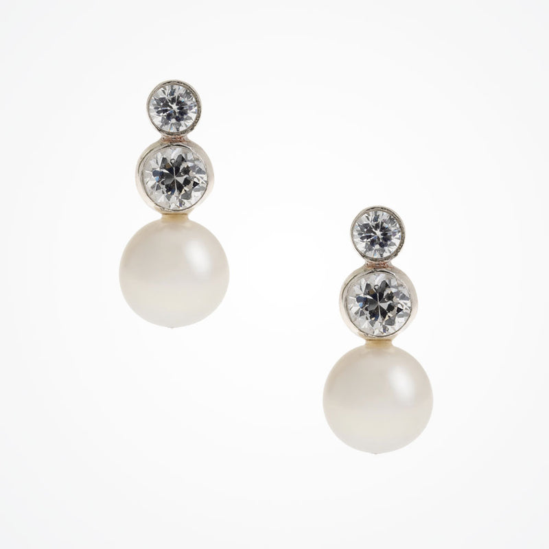Eira CZ and pearl drop earrings - Liberty in Love