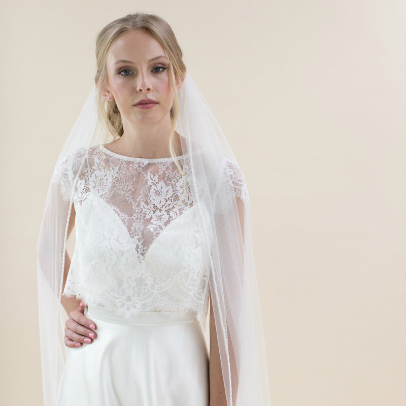Elderflower pearl edge veil - Liberty in Love
