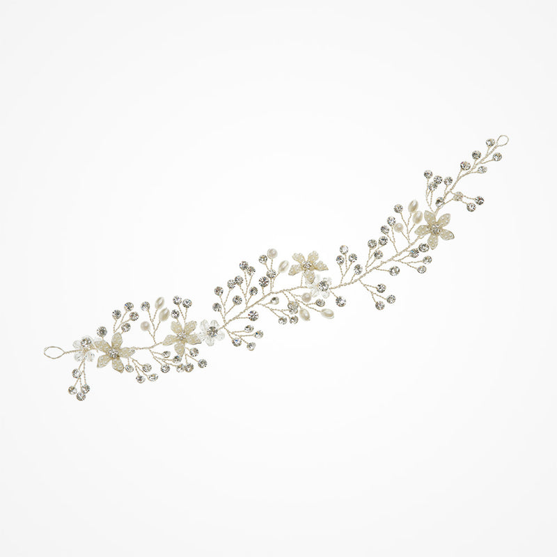 Elizabeth crystal and pearl floral hair vine - Liberty in Love