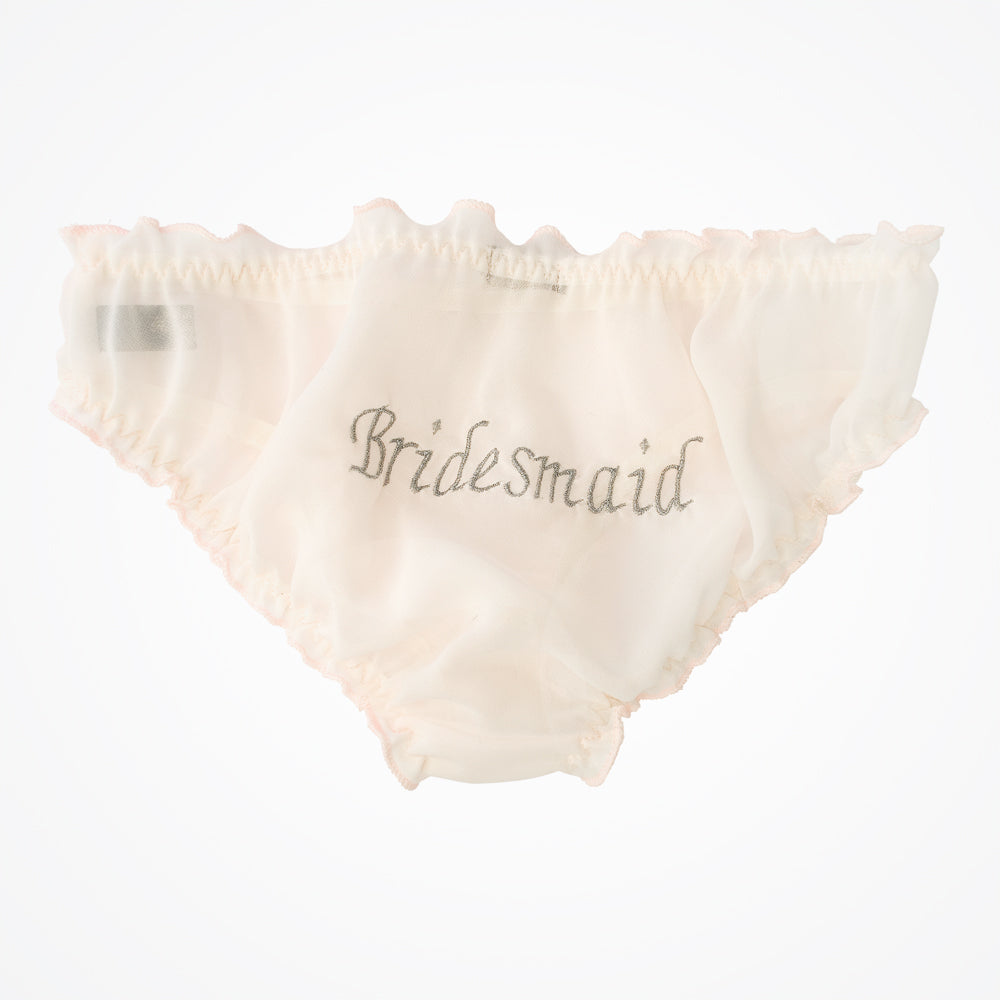 Bridesmaid knickers powder puff silk chiffon silver embroidery