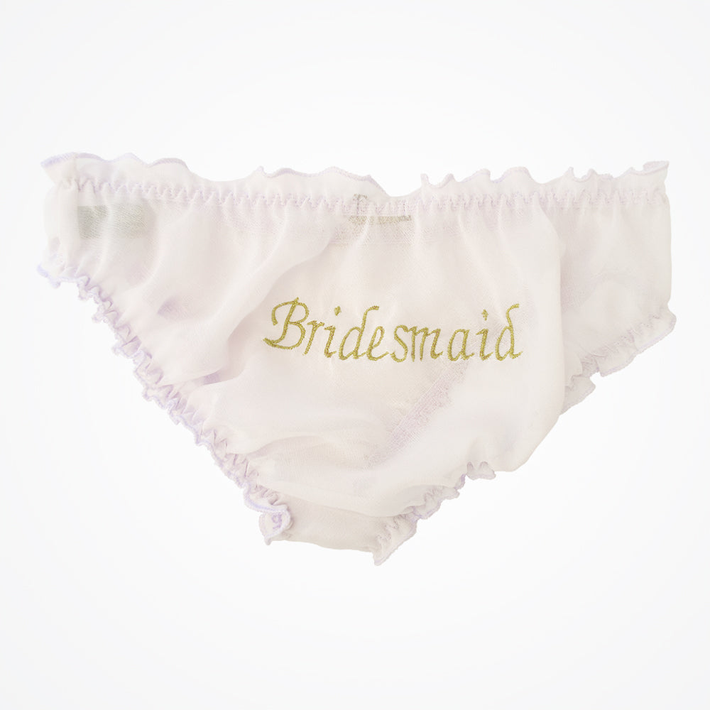Bridesmaid knickers sugar lilac silk chiffon gold embroidery