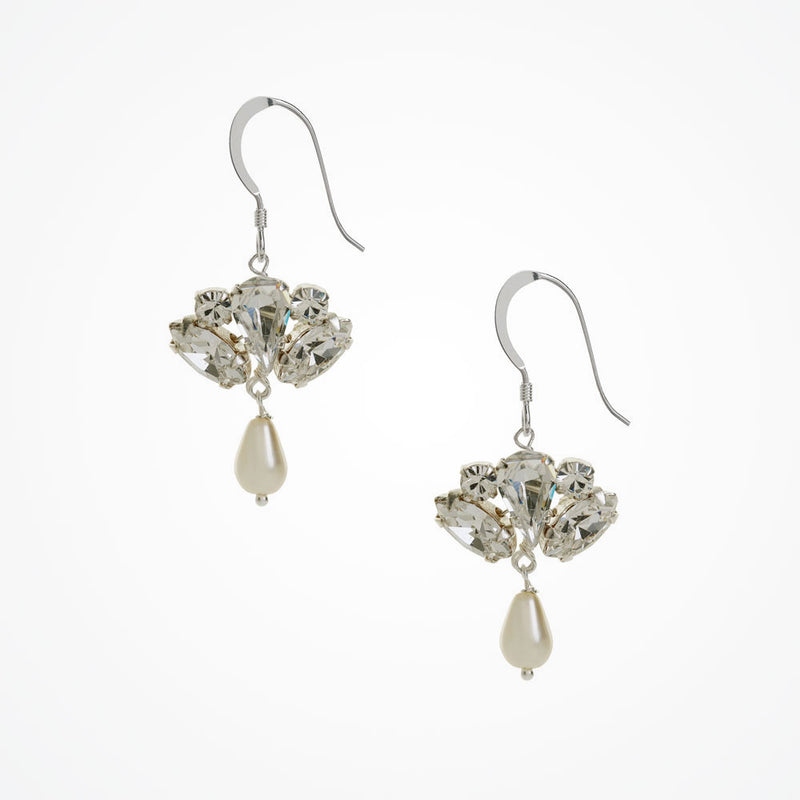 Ellie deco diamante fan and pearl drop earrings - Liberty in Love