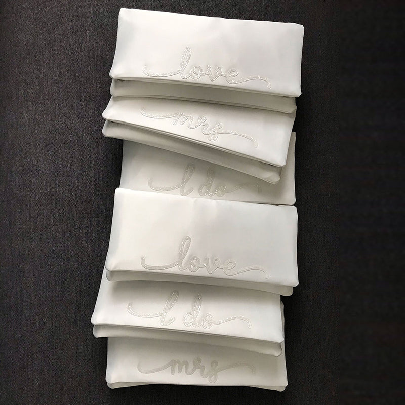 'I do' glittered letters ivory satin clutch (updated) - Liberty in Love