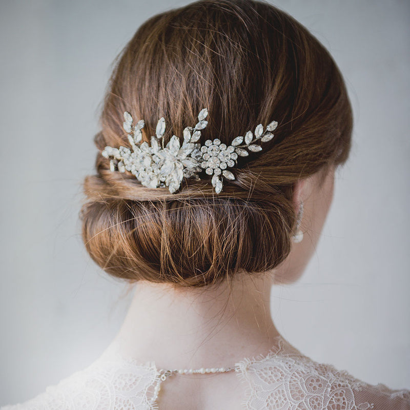 English violet crystal blossoms and sprigs comb (silver) - Liberty in Love