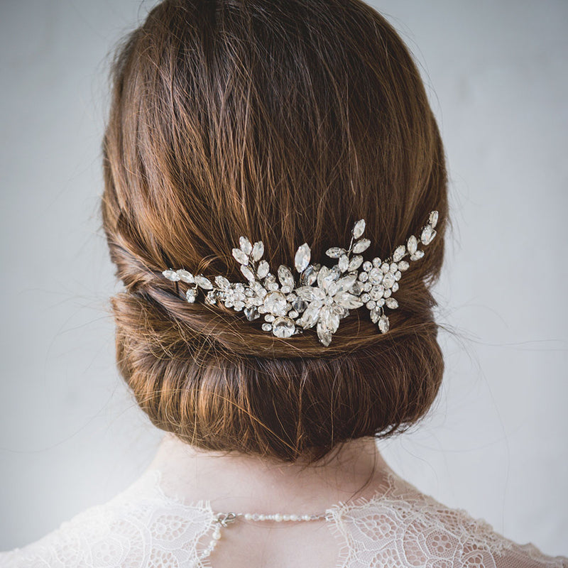 English violet crystal blossoms and sprigs comb (silver) - Liberty in Love