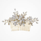 English violet crystal blossoms and sprigs comb (gold) - Liberty in Love