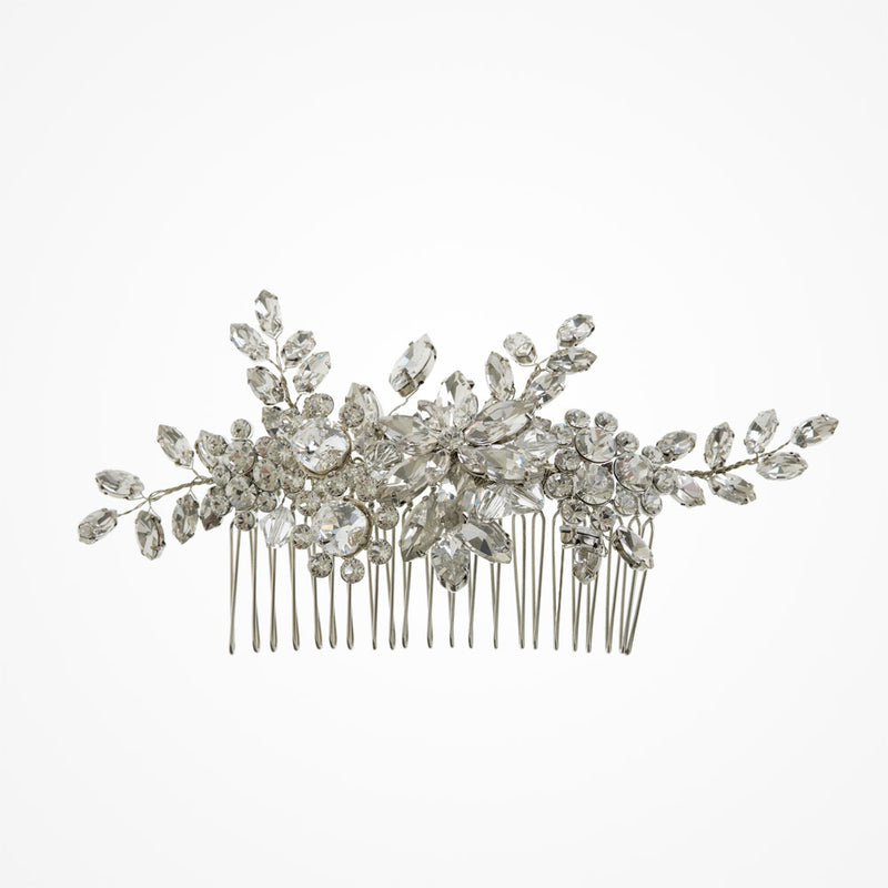 English violet crystal blossoms and sprigs comb (silver) - Liberty in Love