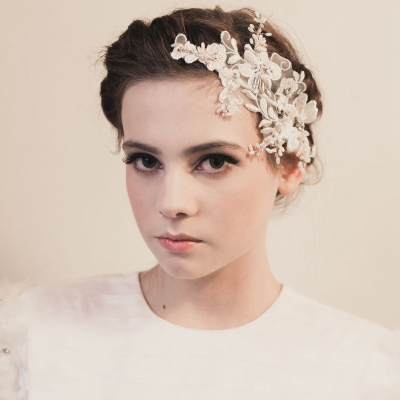 Cosette ethereal floral lace beaded headdress - Liberty in Love