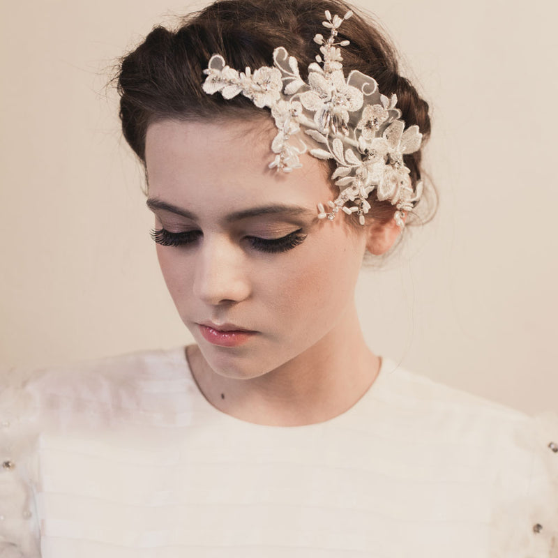 Cosette ethereal floral lace beaded headdress - Liberty in Love