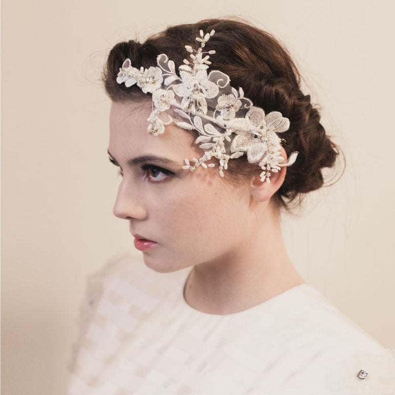 Cosette ethereal floral lace beaded headdress - Liberty in Love