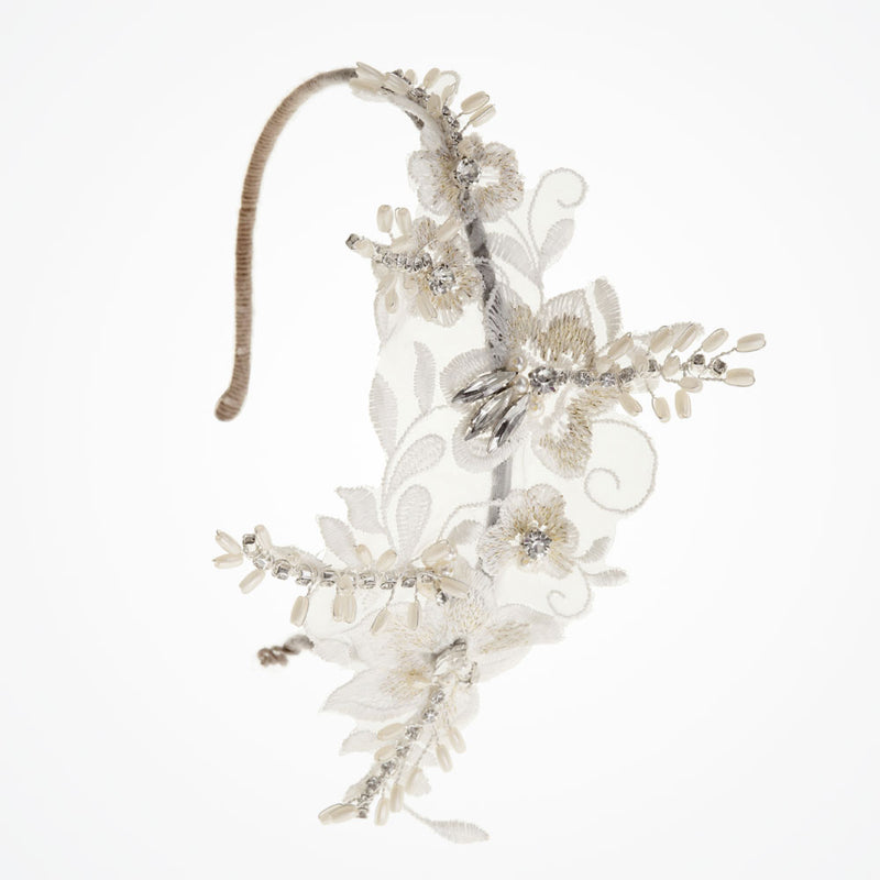 Cosette ethereal floral lace beaded headdress - Liberty in Love