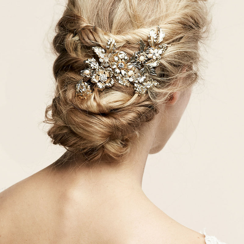 Everett golden blossoms and leaves hair clip - Liberty in Love