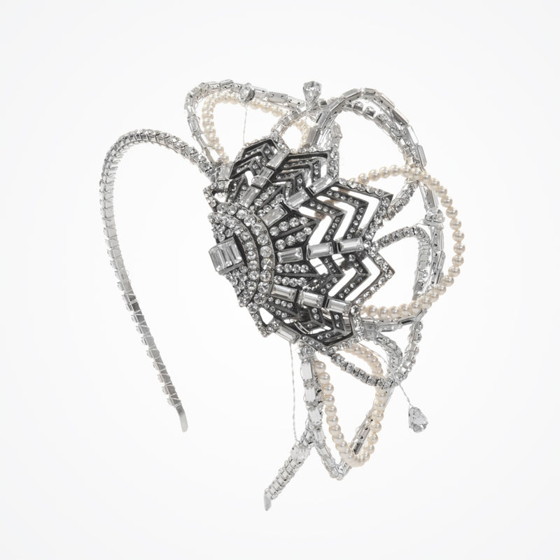 Crystal embellished deco fan bridal headdress - Liberty in Love