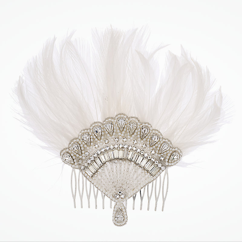 Feather trimmed fan comb - Liberty in Love