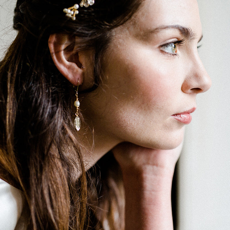 Fern pearl and crystal drop earrings - Liberty in Love