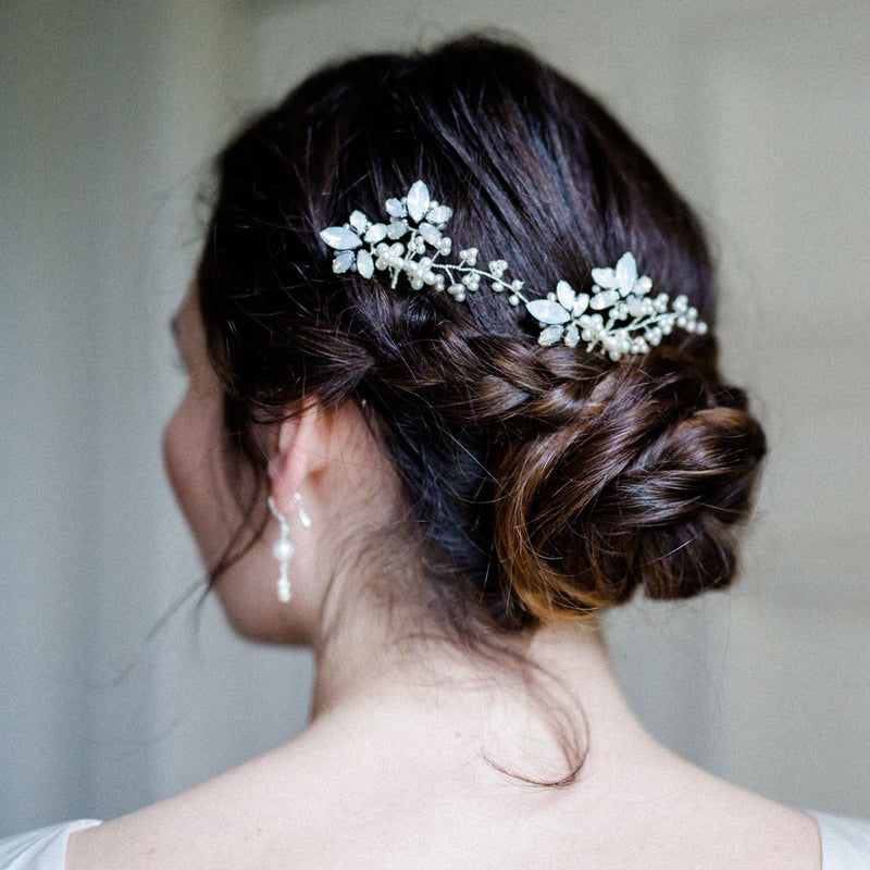 Fern opal crystal and pearl floral hair pin - Liberty in Love