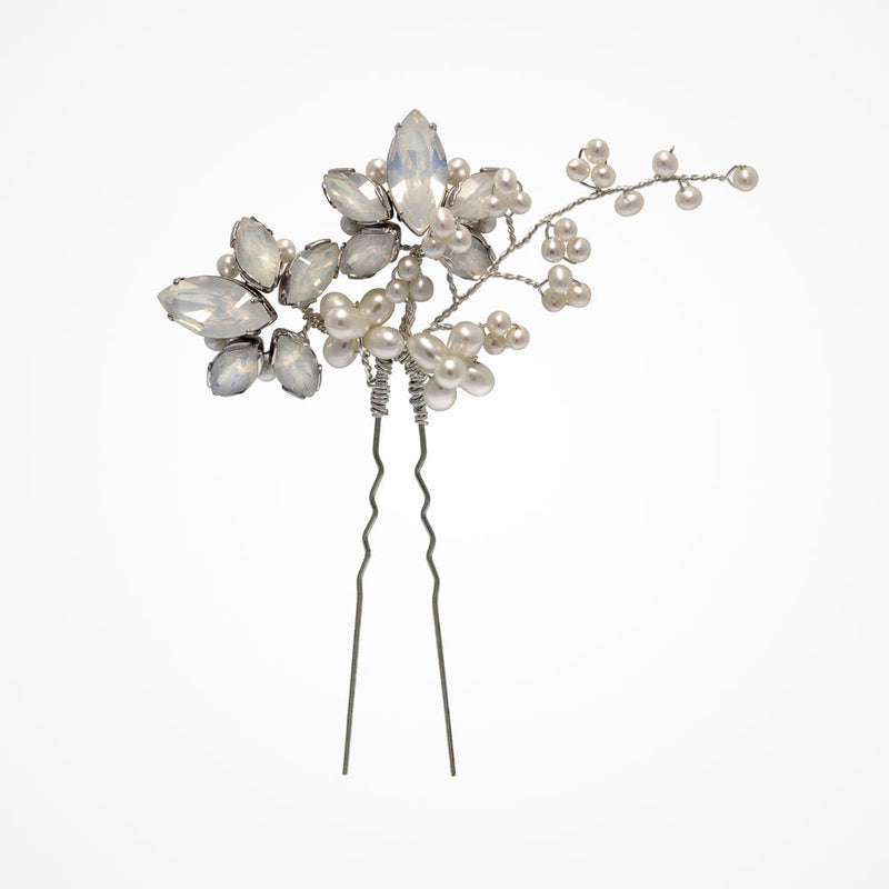 Fern opal crystal and pearl floral hair pin - Liberty in Love