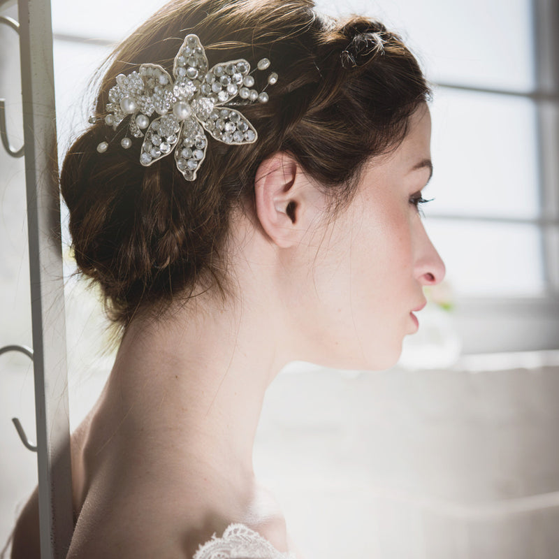 Ferrera floral crystal embellished bridal hair comb - Liberty in Love