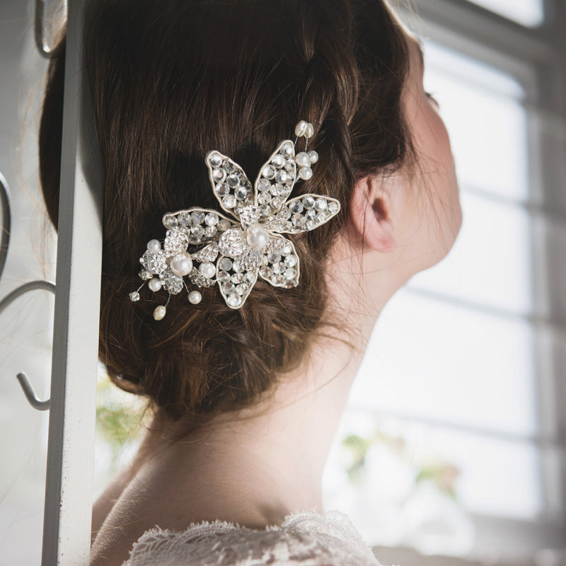 Ferrera floral crystal embellished bridal hair comb - Liberty in Love