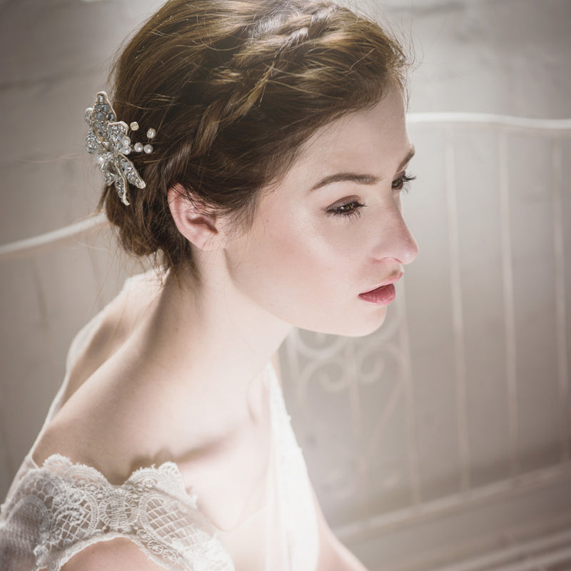 Ferrera floral crystal embellished bridal hair comb - Liberty in Love