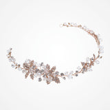 Firenza rose gold crystal blossoms and leaves hair vine - Liberty in Love