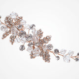 Firenza rose gold crystal blossoms and leaves hair vine - Liberty in Love