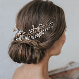Fleur pearl blossom and buds gold hair vine - Liberty in Love