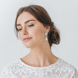 Floating crystal teardrop pearl earrings - Liberty in Love