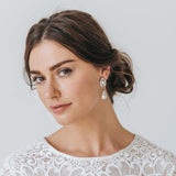 Floating crystal teardrop pearl earrings - Liberty in Love