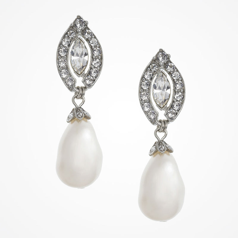 Floating crystal teardrop pearl earrings - Liberty in Love