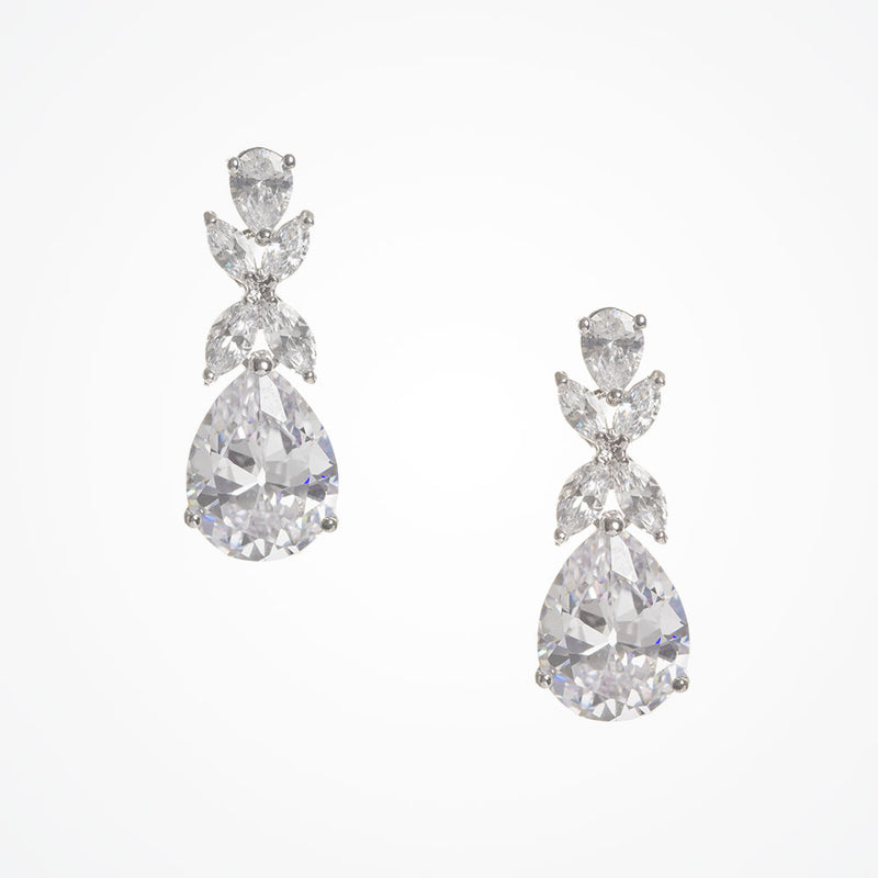 Flora crystal teardrop earrings (silver) - Liberty in Love