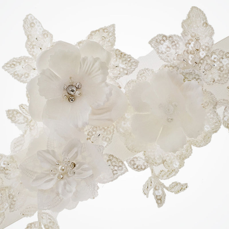 Flora trio of blooms and leaves bridal belt - Liberty in Love