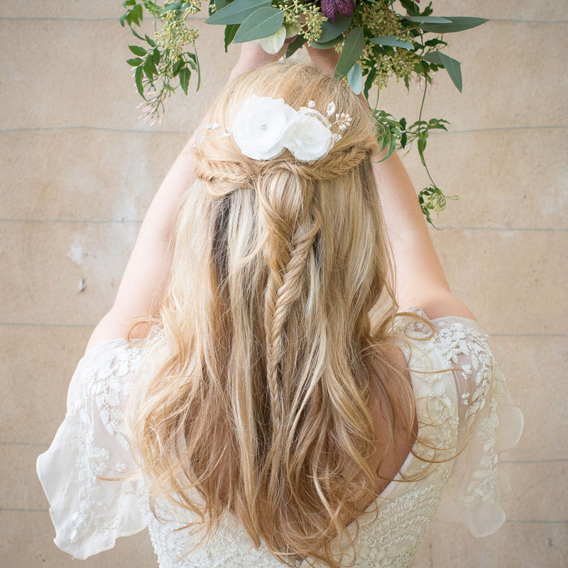 Flora duo of blooms bridal hair comb - Liberty in Love
