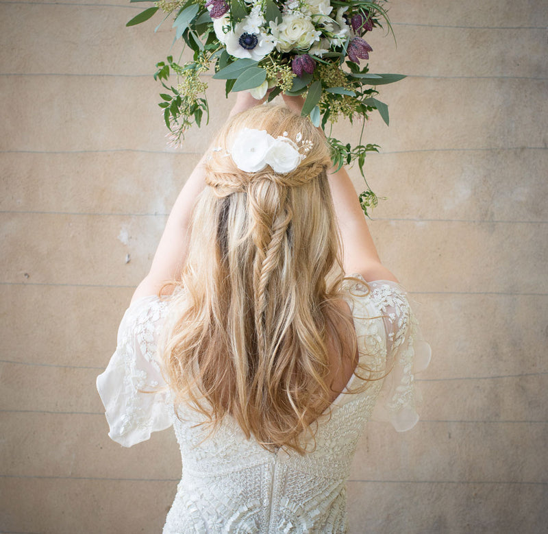 Flora duo of blooms bridal hair comb - Liberty in Love