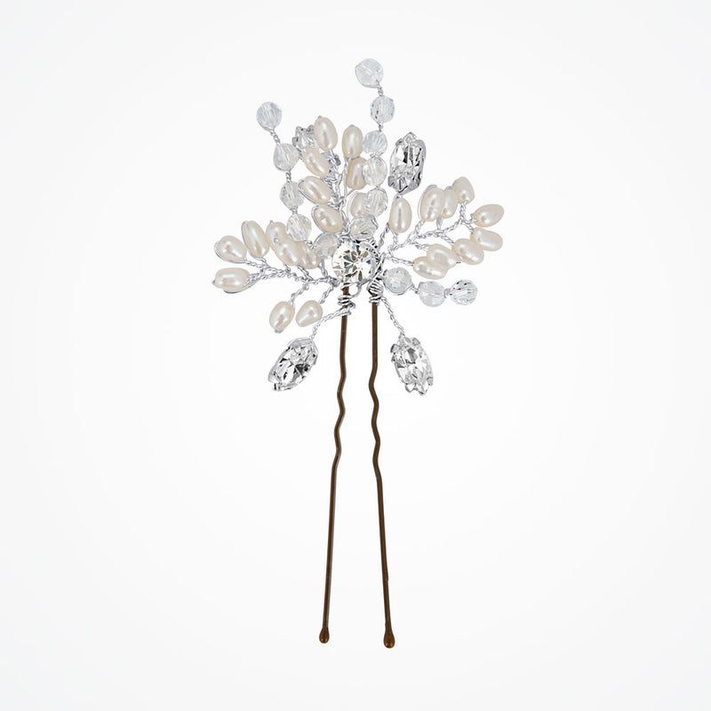 Flora pearl and crystal bridal hair pin - Liberty in Love