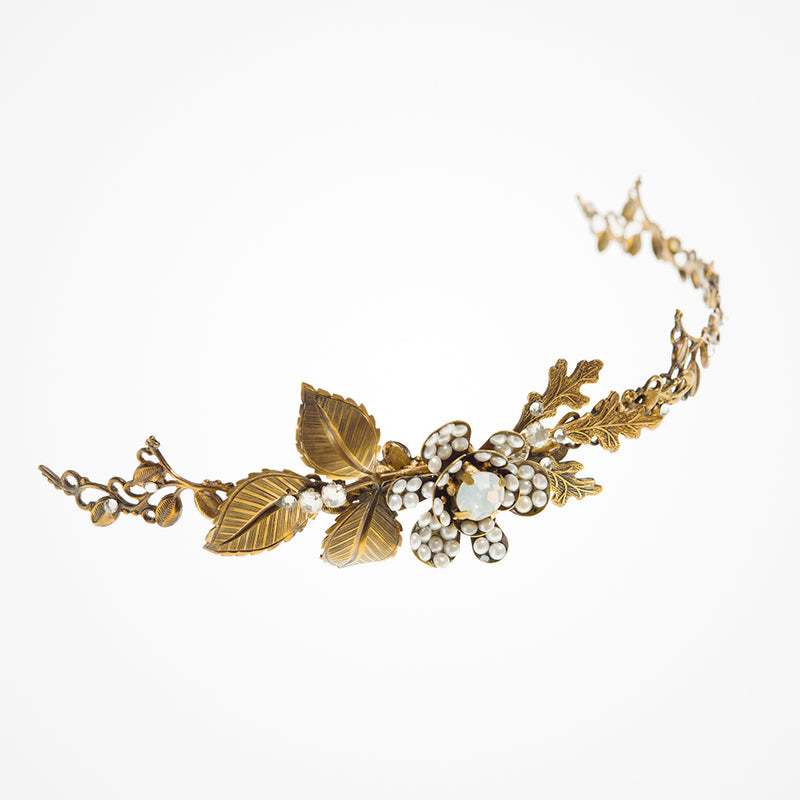 Florence crystal blossom antique gold headpiece - Liberty in Love