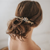 Florence crystal blossom antique gold headpiece - Liberty in Love